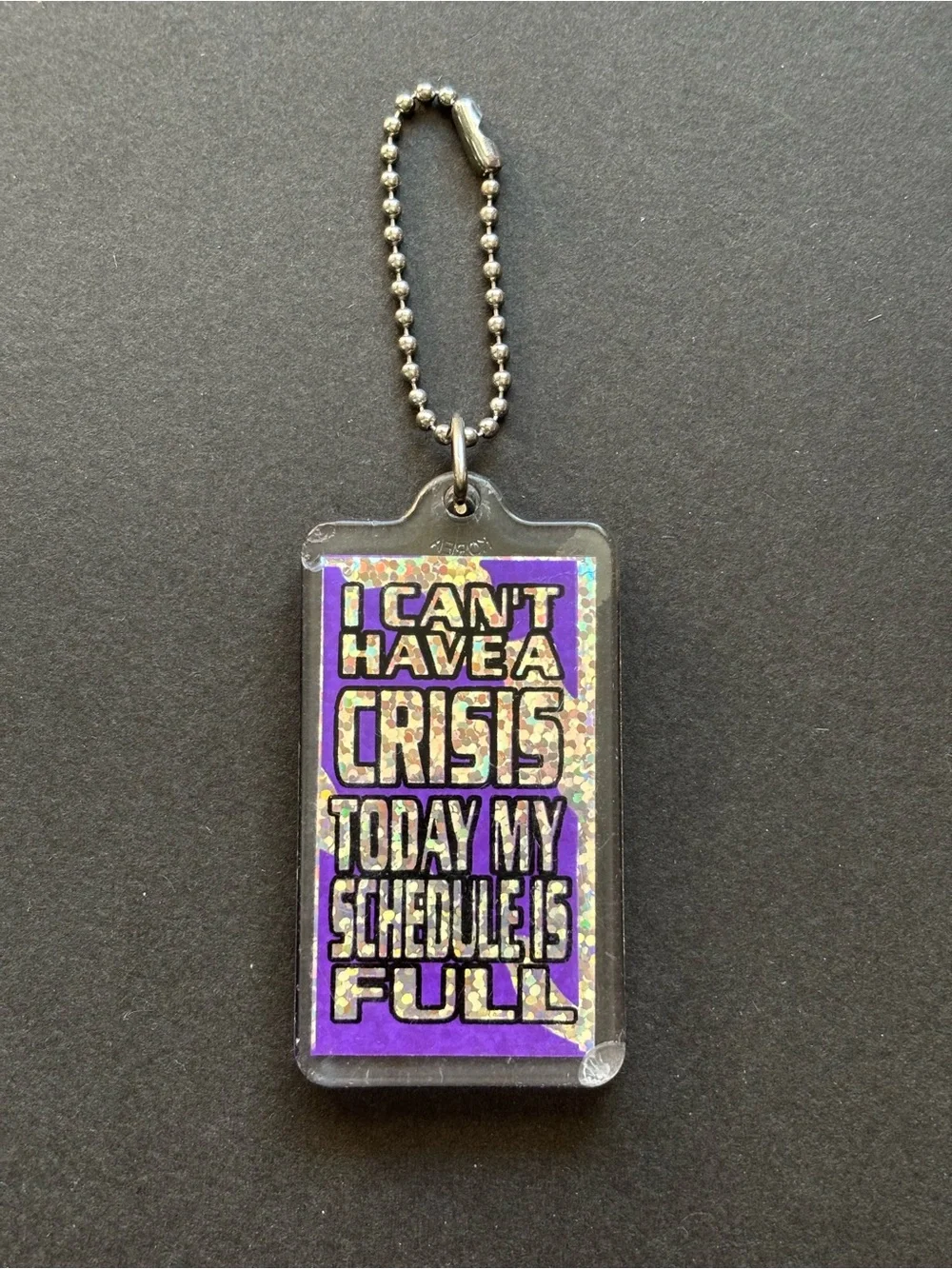 Holographic Quote Keychain Purple | 90s Phone Charm